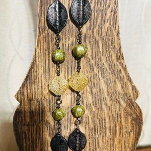 Earthy Bohemian Vintage Inspired 38” Gun Metal Beaded Fashion Necklace